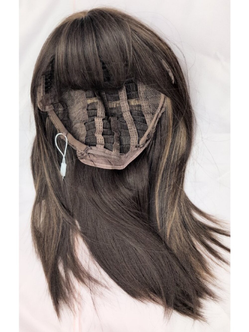 Brown Wig Straight Bangs Synthetic Hair Feathered Cut 16 INCHES NWT Cosplay